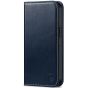 SHIELDON iPhone 13 Pro Wallet Case, iPhone 13 Pro Genuine Leather Cover with Magnetic Closure - Dark Blue - Retro