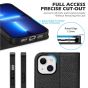 SHIELDON iPhone 14 Wallet Case, iPhone 14 Genuine Leather Cover with RFID Blocking, Book Folio Flip Kickstand Magnetic Closure - Black - Litchi Pattern
