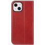 SHIELDON iPhone 14 Wallet Case, iPhone 14 Genuine Leather Cover with RFID Blocking, Book Folio Flip Kickstand Magnetic Closure - Red - Retro