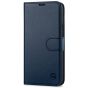 SHIELDON iPhone 14 Plus Wallet Case, iPhone 14 Plus Genuine Leather Cover Book Folio Flip Kickstand Case with Magnetic Clasp - Navy Blue