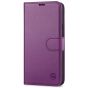 SHIELDON iPhone 14 Plus Wallet Case, iPhone 14 Plus Genuine Leather Cover Book Folio Flip Kickstand Case with Magnetic Clasp - Light Purple