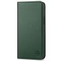 SHIELDON iPhone 14 Plus Wallet Case, iPhone 14 Plus Genuine Leather Cover with RFID Blocking, Book Folio Flip Kickstand Magnetic Closure - Midnight Green