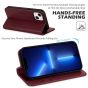 SHIELDON iPhone 14 Plus Wallet Case, iPhone 14 Plus Genuine Leather Cover with RFID Blocking, Book Folio Flip Kickstand Magnetic Closure - Wine Red