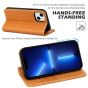 SHIELDON iPhone 14 Plus Wallet Case, iPhone 14 Plus Genuine Leather Cover with RFID Blocking, Book Folio Flip Kickstand Magnetic Closure - Brown