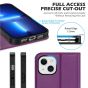 SHIELDON iPhone 14 Plus Wallet Case, iPhone 14 Plus Genuine Leather Cover with RFID Blocking, Book Folio Flip Kickstand Magnetic Closure - Purple