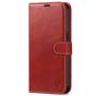 SHIELDON iPhone 14 Pro Wallet Case, iPhone 14 Pro Genuine Leather Cover with Magnetic Clasp - Red - Retro