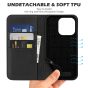 SHIELDON iPhone 14 Pro Wallet Case, iPhone 14 Pro Genuine Leather Cover Folio Case with Magnetic Closure - Black