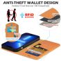 SHIELDON iPhone 14 Pro Max Wallet Case, iPhone 14 Pro Max Genuine Leather Cover with Magnetic Clasp Closure Flip Case - Brown