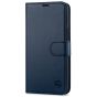 SHIELDON iPhone 14 Pro Max Wallet Case, iPhone 14 Pro Max Genuine Leather Cover with Magnetic Clasp Closure Flip Case - Navy Blue