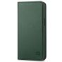 SHIELDON iPhone 14 Pro Max Wallet Case, iPhone 14 Pro Max Genuine Leather Folio Cover - Midnight Green