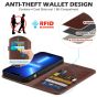 SHIELDON iPhone 14 Pro Max Wallet Case, iPhone 14 Pro Max Genuine Leather Cover with Magnetic Clasp Closure Flip Case - Coffee - Retro