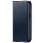 SHIELDON iPhone 14 Pro Max Wallet Case, iPhone 14 Pro Max Genuine Leather Folio Cover - Dark Blue - Retro