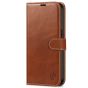 SHIELDON iPhone 14 Pro Wallet Case, iPhone 14 Pro Genuine Leather Cover with Magnetic Clasp - Brown - Retro