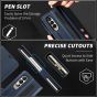 SHIELDON SAMSUNG Galaxy Z Fold4 5G Genuine Leather Wallet Case Cover with S Pen Holder, Folio Flip Style - Navy Blue