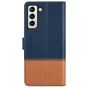 TUCCH SAMSUNG S21FE Wallet Case, SAMSUNG Galaxy S21 FE Case with Magnetic Clasp - Dark Blue & Brown