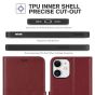 TUCCH iPhone 12 Mini 5.4-inch Flip Leather Wallet Case - Dark Red