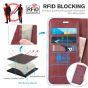 TUCCH iPhone 12 Mini 5.4-inch Flip Leather Wallet Case - Dark Red