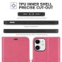TUCCH iPhone 12 Mini 5.4-inch Flip Leather Wallet Case - Hot Pink