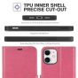 TUCCH iPhone 12 Wallet Case, iPhone 12 Pro Case, iPhone 12 / Pro 5G 6.1-inch Flip Case - Hot Pink