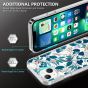 TUCCH iPhone 13 Clear TPU Case Non-Yellowing, Transparent Thin Slim Scratchproof Shockproof TPU Case with Tempered Glass Screen Protector for iPhone 13 5G - Blue Flowers Leaves