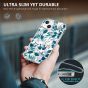 TUCCH iPhone 13 Clear TPU Case Non-Yellowing, Transparent Thin Slim Scratchproof Shockproof TPU Case with Tempered Glass Screen Protector for iPhone 13 5G - Blue Flowers Leaves