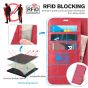 TUCCH iPhone 13 Wallet Case, iPhone 13 PU Leather Case, Folio Flip Cover with RFID Blocking, Credit Card Slots, Magnetic Clasp Closure - Bright Red