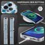 TUCCH iPhone 13 Pro Clear TPU Case Non-Yellowing, Transparent Thin Slim Scratchproof Shockproof TPU Case with Tempered Glass Screen Protector for iPhone 13 Pro 5G - Blue Flowers Leaves