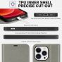 TUCCH iPhone 13 Pro Wallet Case, iPhone 13 Pro PU Leather Case, Folio Flip Cover with RFID Blocking and Kickstand - Grey