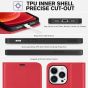 TUCCH iPhone 13 Pro Max Wallet Case, iPhone 13 Pro Max PU Leather Case with Folio Flip Book RFID Blocking, Stand, Card Slots, Magnetic Clasp Closure - Bright Red