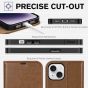 TUCCH iPhone 14 Wallet Case, iPhone 14 PU Leather Case, Folio Flip Cover with RFID Blocking, Credit Card Slots, Magnetic Clasp Closure - Brown