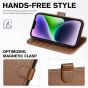 TUCCH iPhone 14 Wallet Case, iPhone 14 PU Leather Case, Folio Flip Cover with RFID Blocking, Credit Card Slots, Magnetic Clasp Closure - Brown