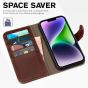 TUCCH iPhone 14 Wallet Case, iPhone 14 PU Leather Case, Folio Flip Cover with RFID Blocking, Credit Card Slots, Magnetic Clasp Closure - Chocolate Brown