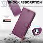 TUCCH iPhone 14 Wallet Case, iPhone 14 PU Leather Case, Folio Flip Cover with RFID Blocking, Credit Card Slots, Magnetic Clasp Closure - Plum Purple