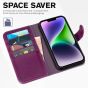 TUCCH iPhone 14 Wallet Case, iPhone 14 PU Leather Case, Folio Flip Cover with RFID Blocking, Credit Card Slots, Magnetic Clasp Closure - Plum Purple