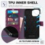 TUCCH iPhone 14 Wallet Case, iPhone 14 PU Leather Case, Folio Flip Cover with RFID Blocking, Credit Card Slots, Magnetic Clasp Closure - Plum Purple