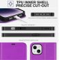 TUCCH iPhone 14 Wallet Case, iPhone 14 PU Leather Case, Folio Flip Cover with RFID Blocking, Credit Card Slots, Magnetic Clasp Closure - Purple