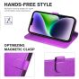 TUCCH iPhone 14 Wallet Case, iPhone 14 PU Leather Case, Folio Flip Cover with RFID Blocking, Credit Card Slots, Magnetic Clasp Closure - Purple