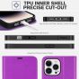 TUCCH iPhone 14 Pro Wallet Case, iPhone 14 Pro PU Leather Case, Folio Flip Cover with RFID Blocking and Kickstand - Purple