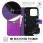 TUCCH iPhone 14 Pro Wallet Case, iPhone 14 Pro PU Leather Case, Folio Flip Cover with RFID Blocking and Kickstand - Purple & Silver