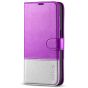TUCCH iPhone 14 Pro Wallet Case, iPhone 14 Pro PU Leather Case, Folio Flip Cover with RFID Blocking and Kickstand - Purple & Silver