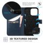 TUCCH iPhone 14 Pro Wallet Case, iPhone 14 Pro PU Leather Case, Folio Flip Cover with RFID Blocking and Kickstand - Dark Blue & Gold