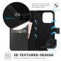 TUCCH iPhone 14 Pro Wallet Case, iPhone 14 Pro PU Leather Case, Folio Flip Cover with RFID Blocking and Kickstand - Black & Brown