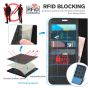 TUCCH iPhone 14 Pro Max Wallet Case, iPhone 14 Pro Max PU Leather Case with Folio Flip Book RFID Blocking, Stand, Card Slots, Magnetic Clasp Closure - Black & Light Blue