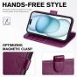TUCCH iPhone 15 Wallet Case, iPhone 15 PU Leather Case - Plum Purple