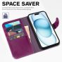 TUCCH iPhone 15 Wallet Case, iPhone 15 PU Leather Case - Plum Purple