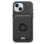 TUCCH iPhone 15 Plus Magnetic Phone Case with Removable Card Holder, Magsafe Compatible Shockproof PU Protective Case with Raised Edges - Black