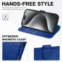 TUCCH iPhone 15 Pro Max Leather Wallet Case, iPhone 15 Pro Flip Phone Case - Klein Blue - Full Grain