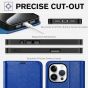 TUCCH iPhone 15 Pro Max Leather Wallet Case, iPhone 15 Pro Flip Phone Case - Klein Blue - Full Grain