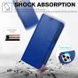 TUCCH iPhone 15 Pro Max Leather Wallet Case, iPhone 15 Pro Flip Phone Case - Klein Blue - Full Grain