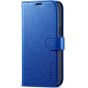 TUCCH iPhone 15 Pro Max Leather Wallet Case, iPhone 15 Pro Flip Phone Case - Klein Blue - Full Grain